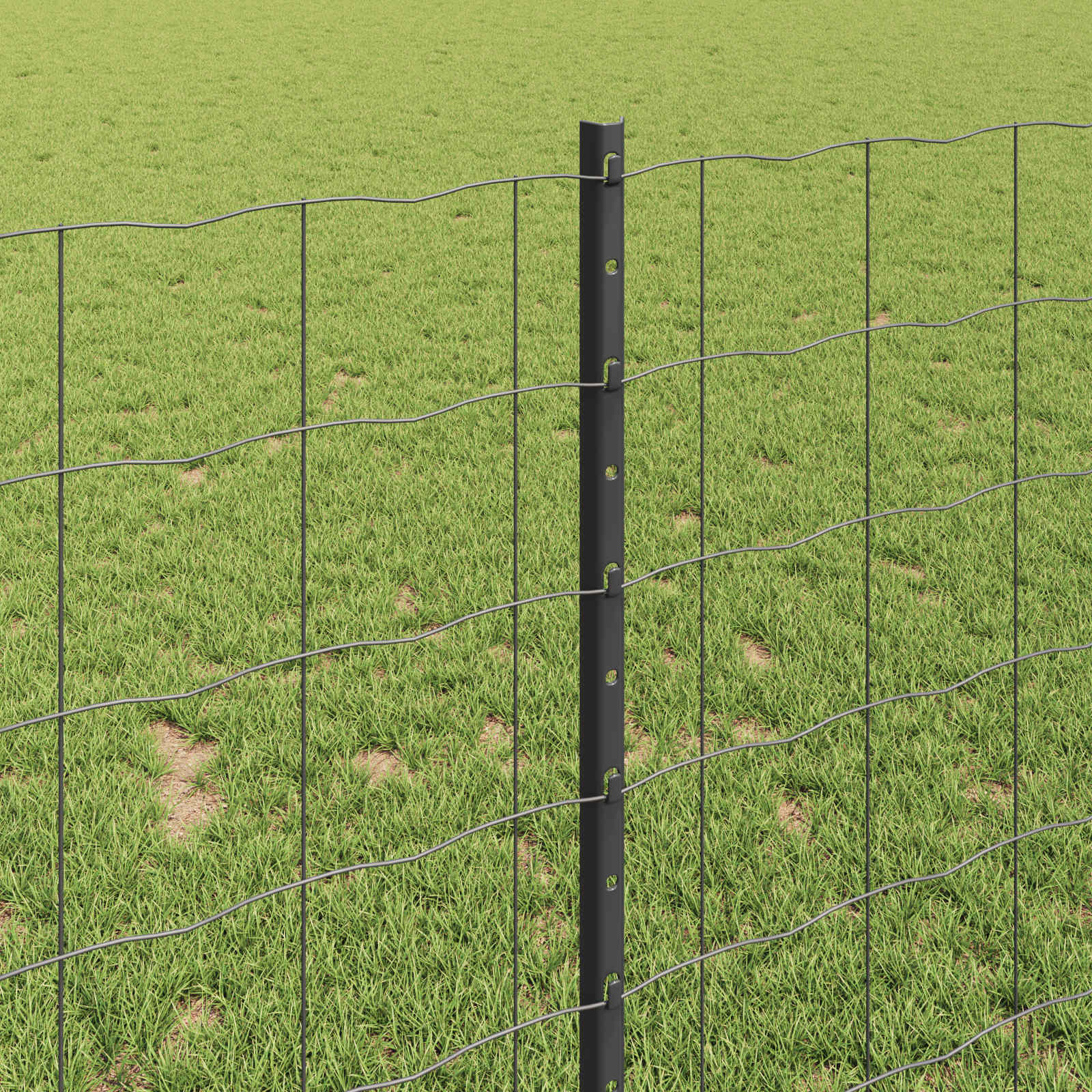 vidaXL Euro Fence with Post 10 x 1 m PVC-Coated Steel Grey Mesh 4
