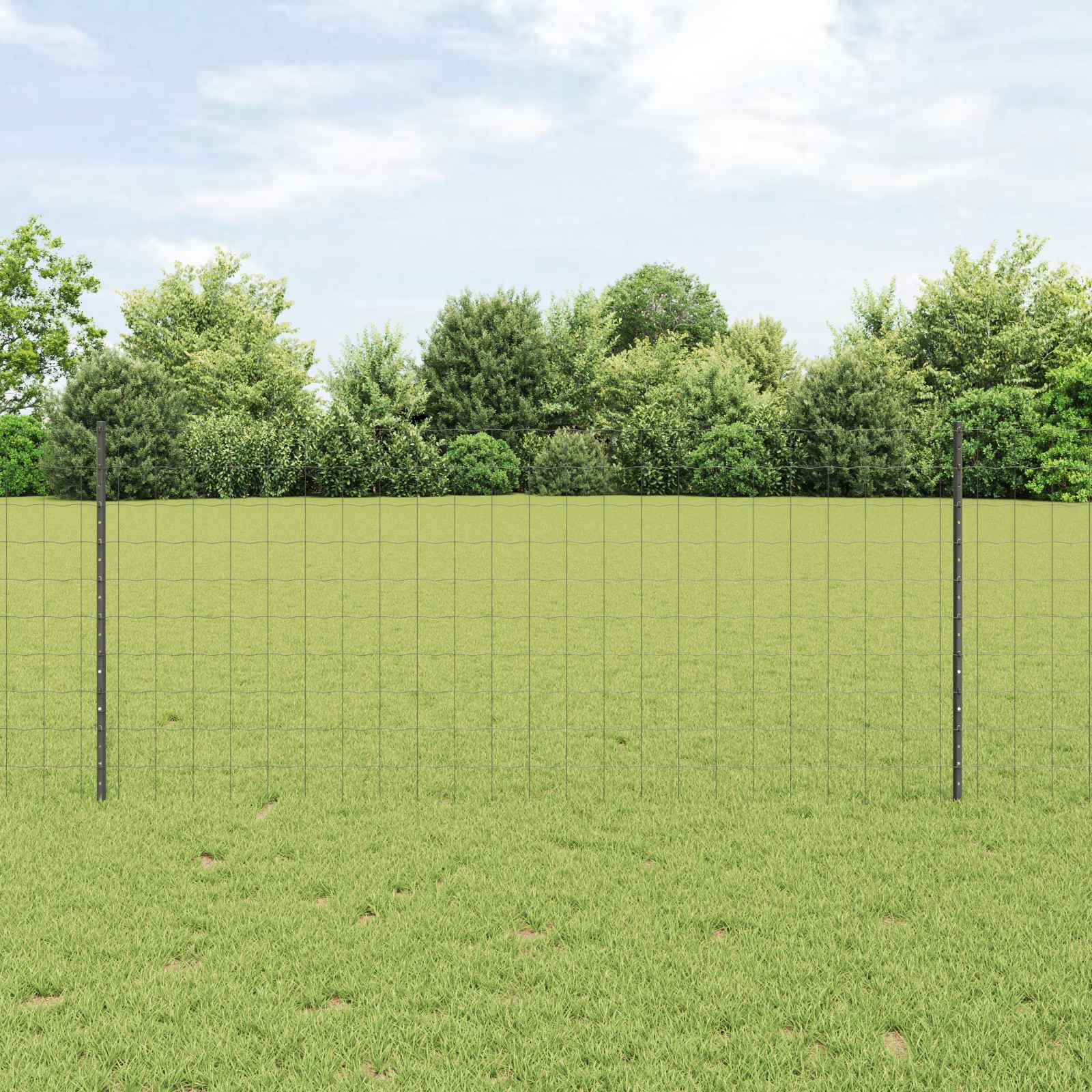 vidaXL Euro Fence with Post 10 x 1 m PVC-Coated Steel Grey Mesh 1