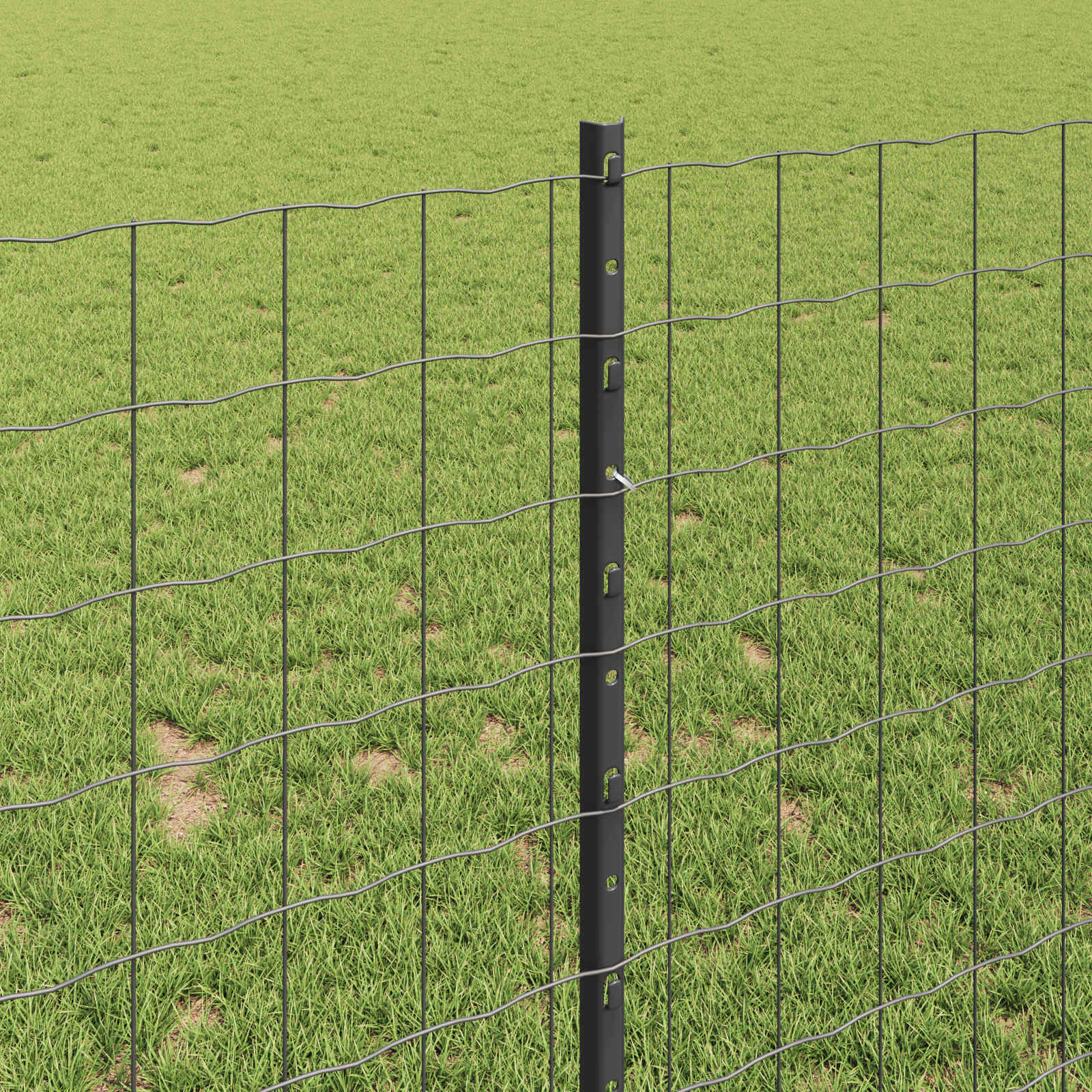 vidaXL Euro Fence with Post 10 x 1 m PVC-Coated Steel Grey Mesh 4