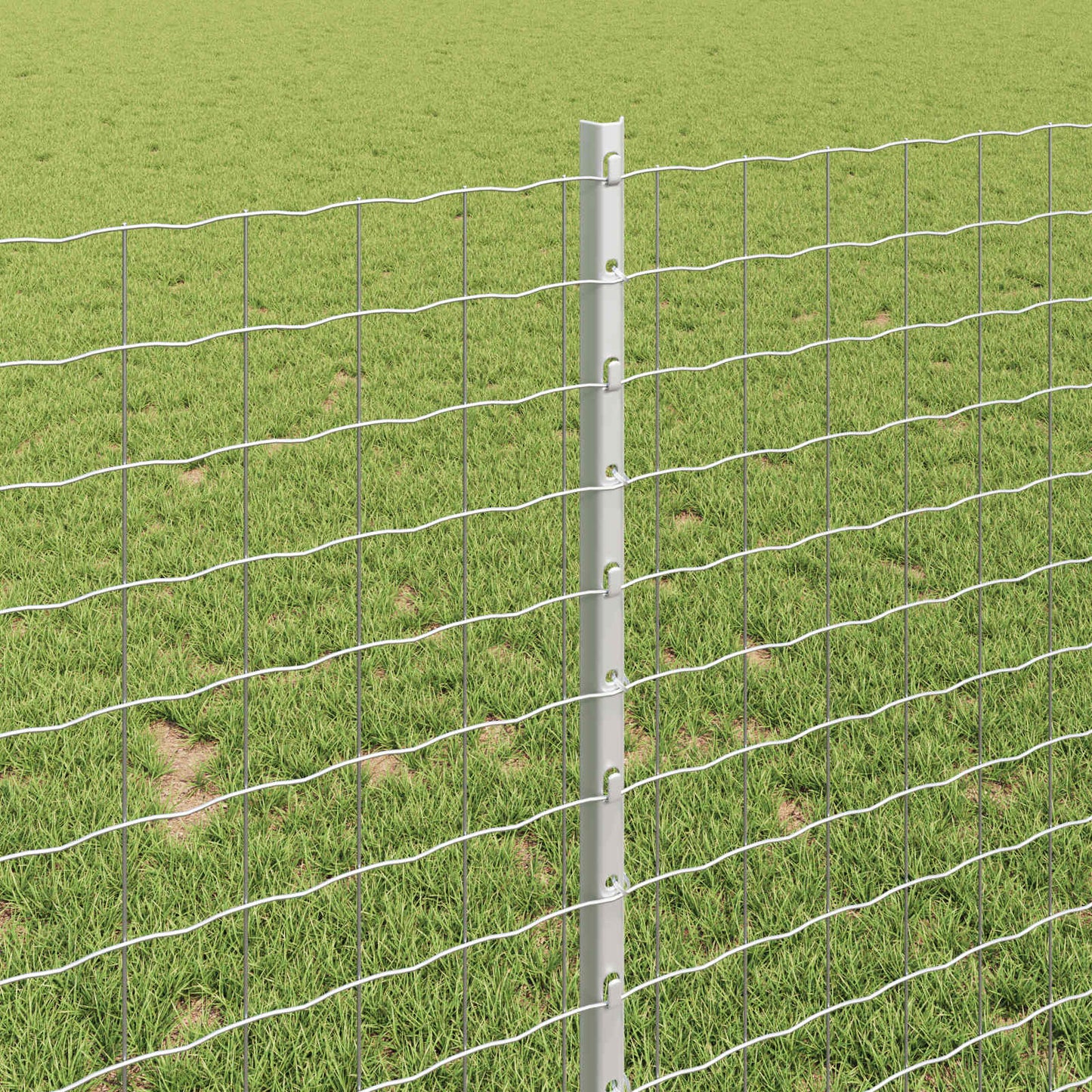 vidaXL Euro Fence with Post 10 x 1 m Galvanised Steel Silver Mesh 4