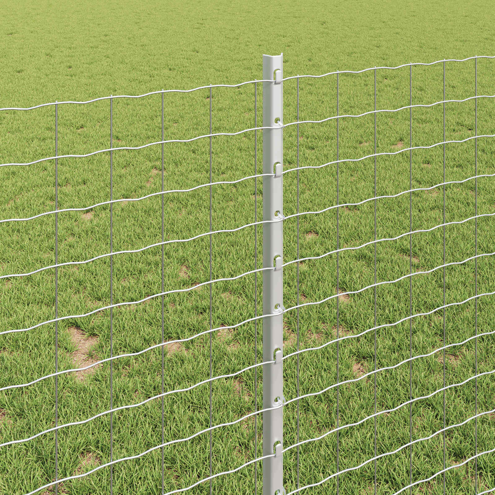 vidaXL Euro Fence with Post 10 x 1 m Galvanised Steel Silver Mesh 4