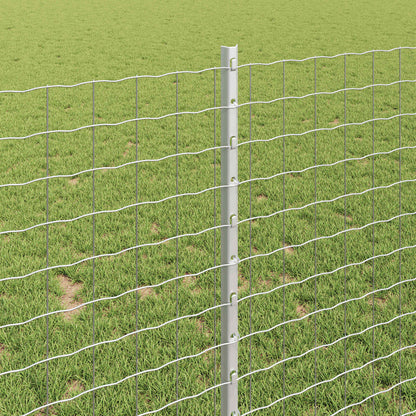 vidaXL Euro Fence with Post 10 x 1 m Galvanised Steel Silver Mesh 4