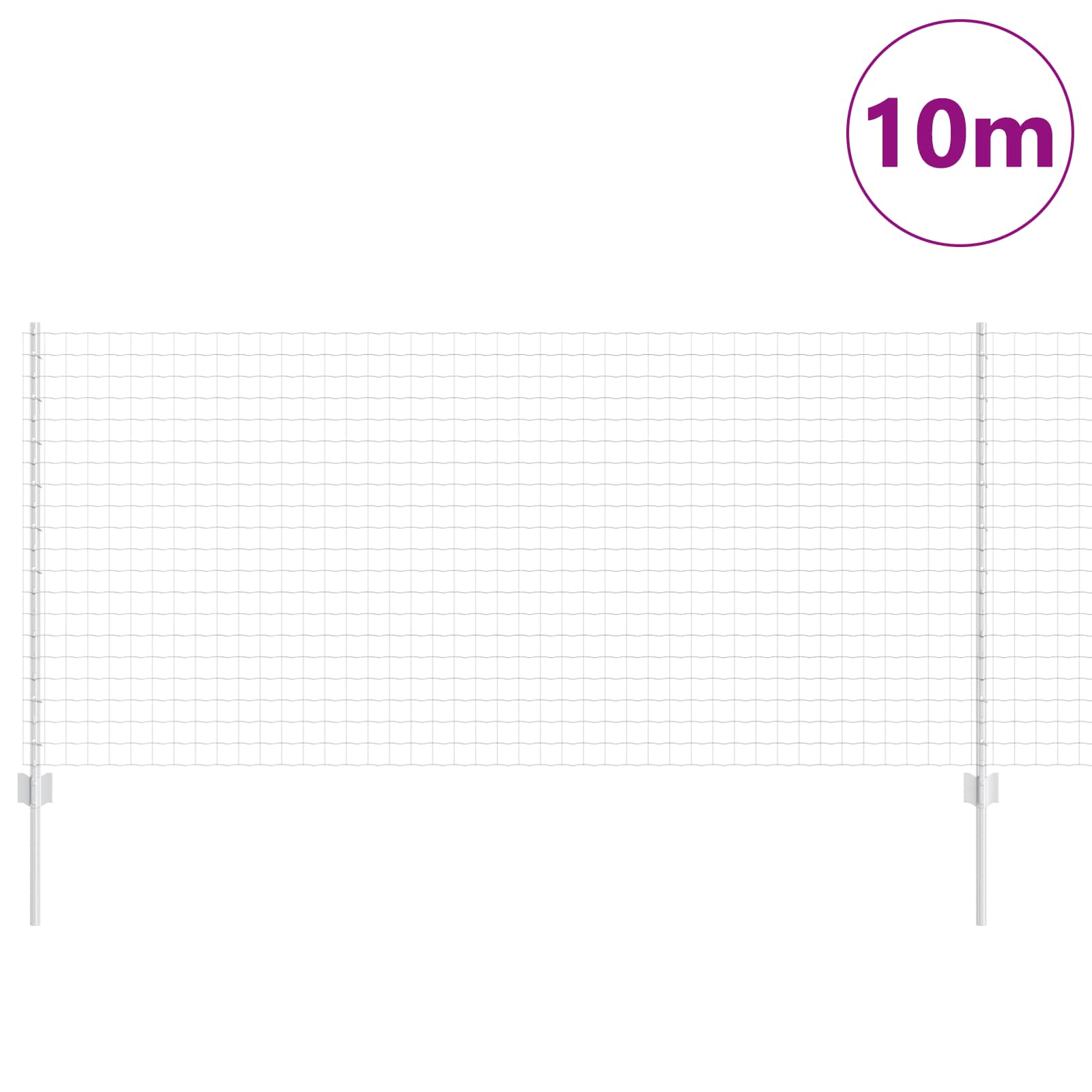 vidaXL Euro Fence with Post 10 x 1 m Galvanised Steel Silver Mesh 3