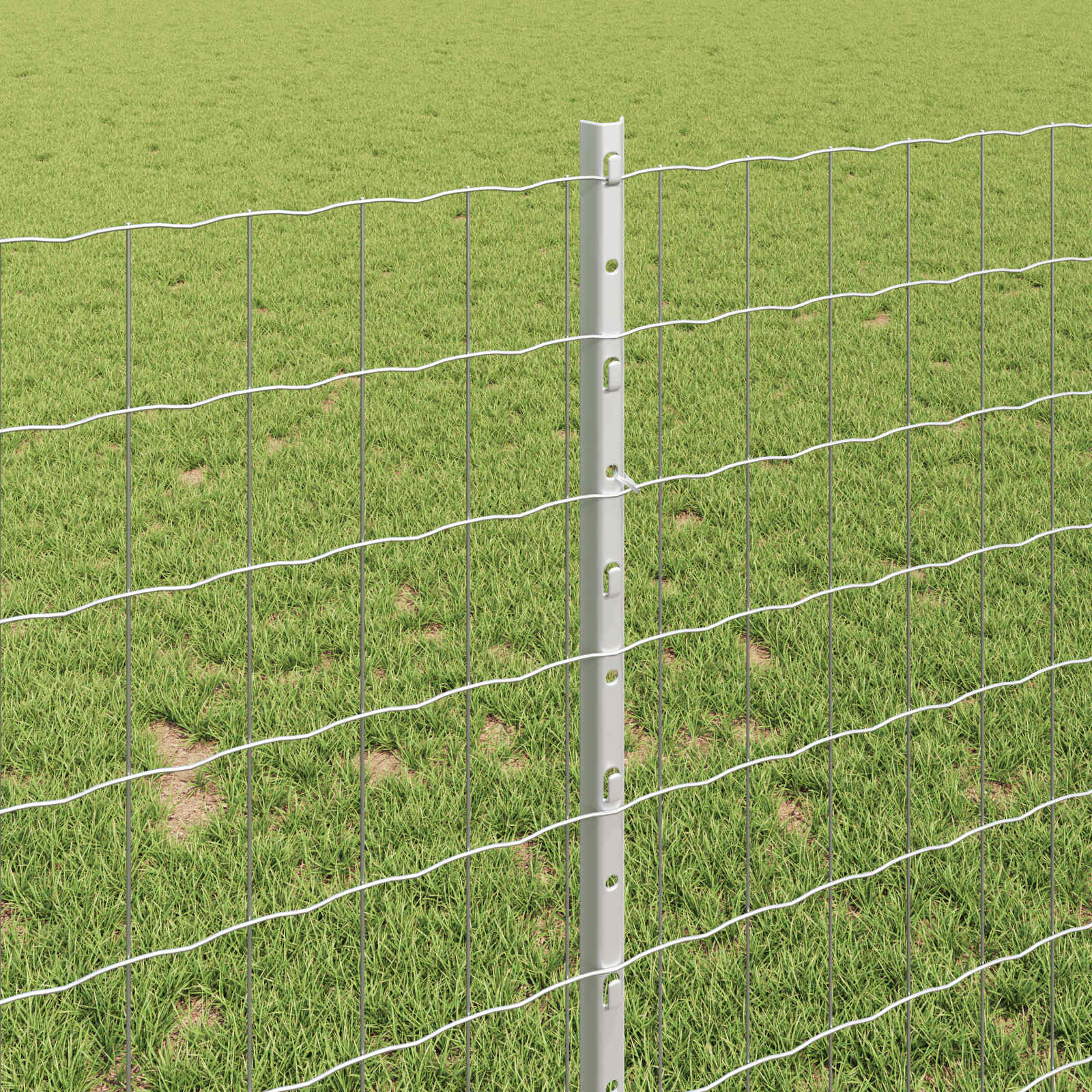vidaXL Euro Fence with Post 10 x 1 m Galvanised Steel Silver Mesh 4