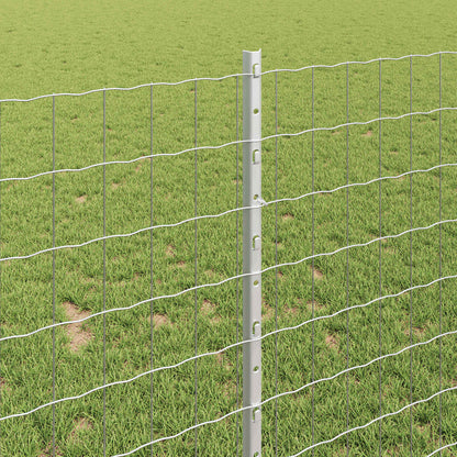 vidaXL Euro Fence with Post 10 x 1 m Galvanised Steel Silver Mesh 4
