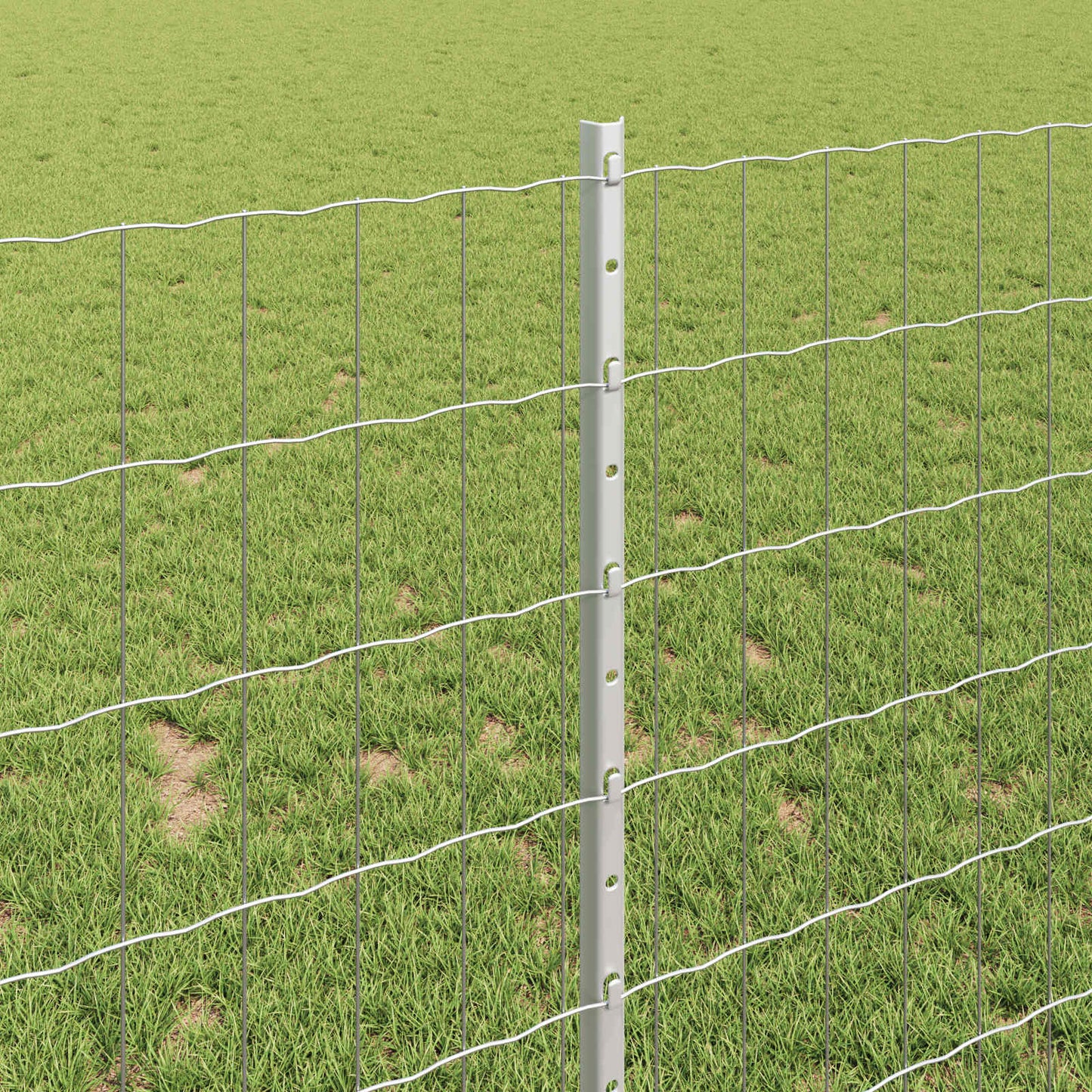 vidaXL Euro Fence with Post 10 x 1 m Galvanised Steel Silver Mesh 4