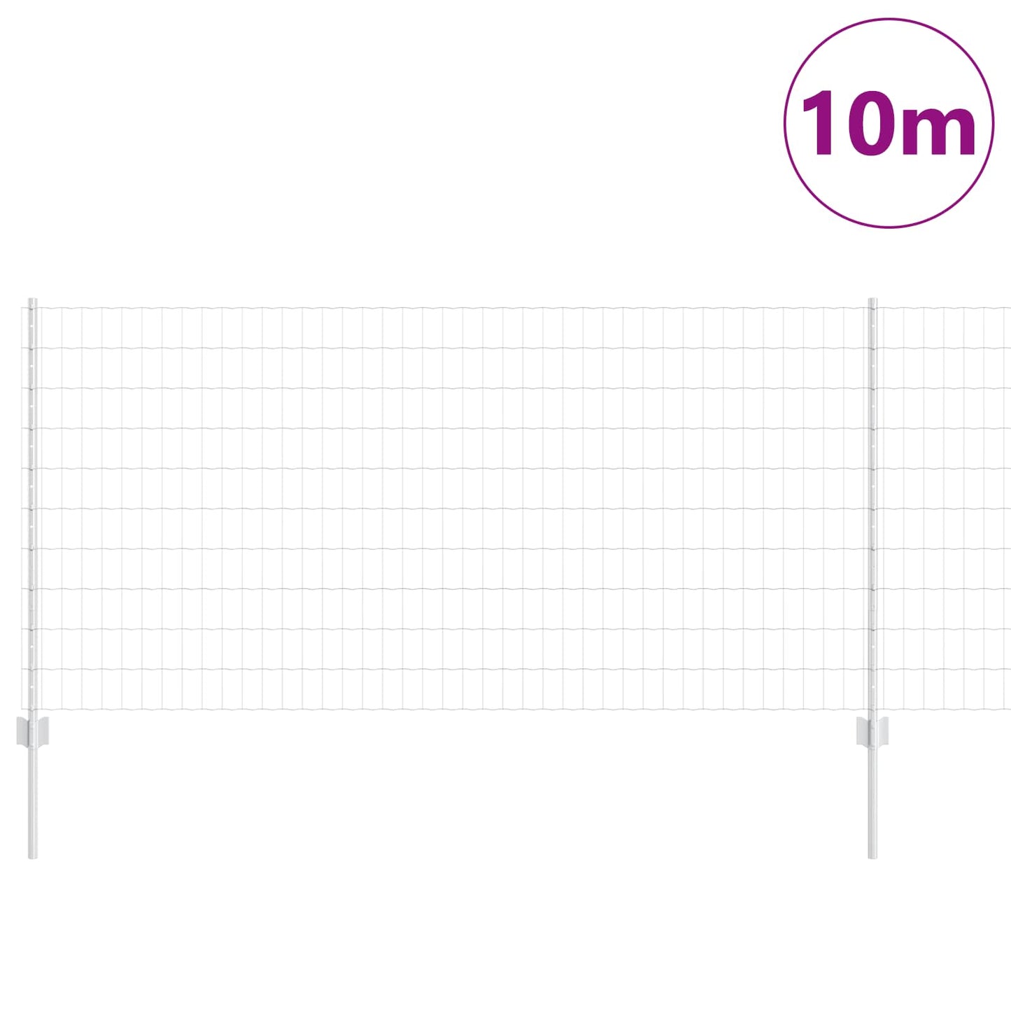 vidaXL Euro Fence with Post 10 x 1 m Galvanised Steel Silver Mesh 3