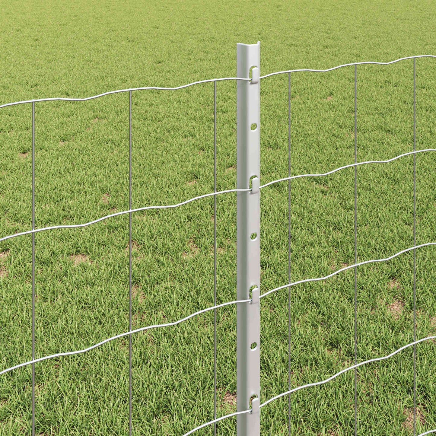 vidaXL Euro Fence with Post 10 x 0.8 m Galvanised Steel Silver Mesh 4