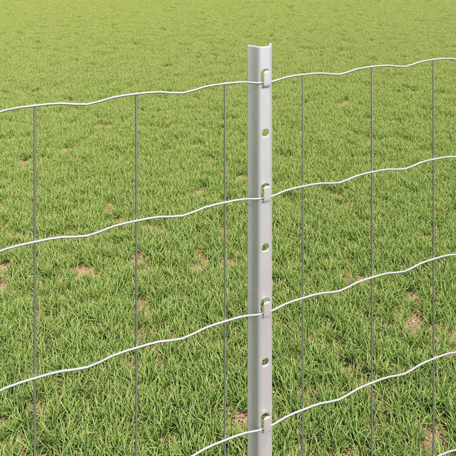 vidaXL Euro Fence with Post 10 x 0.8 m Galvanised Steel Silver Mesh 4
