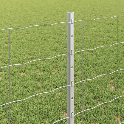 vidaXL Euro Fence with Post 10 x 0.8 m Galvanised Steel Silver Mesh 4