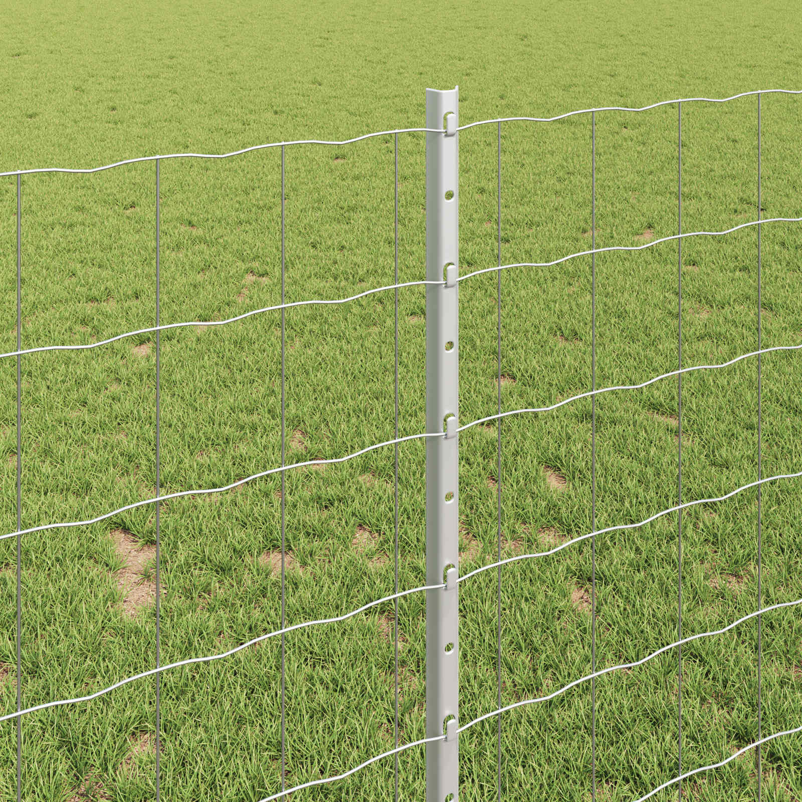 vidaXL Euro Fence with Post 10 x 1 m Galvanised Steel Silver Mesh 4