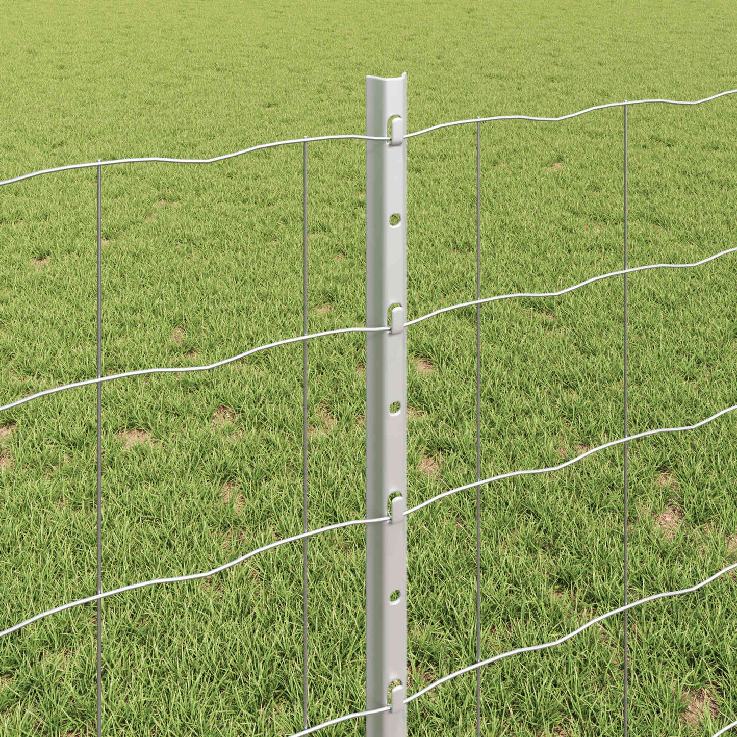 vidaXL Euro Fence with Post 10 x 0.8 m Galvanised Steel Silver Mesh 4
