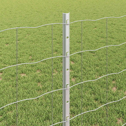 vidaXL Euro Fence with Post 10 x 0.8 m Galvanised Steel Silver Mesh 4