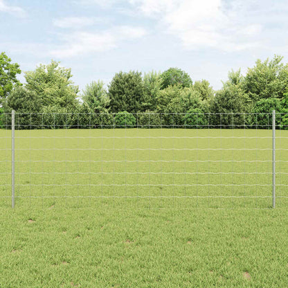 vidaXL Euro Fence with Post 10 x 0.8 m Galvanised Steel Silver Mesh 1