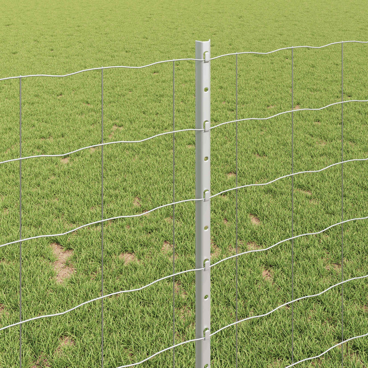 vidaXL Euro Fence with Post 10 x 1 m Galvanised Steel Silver Mesh 4