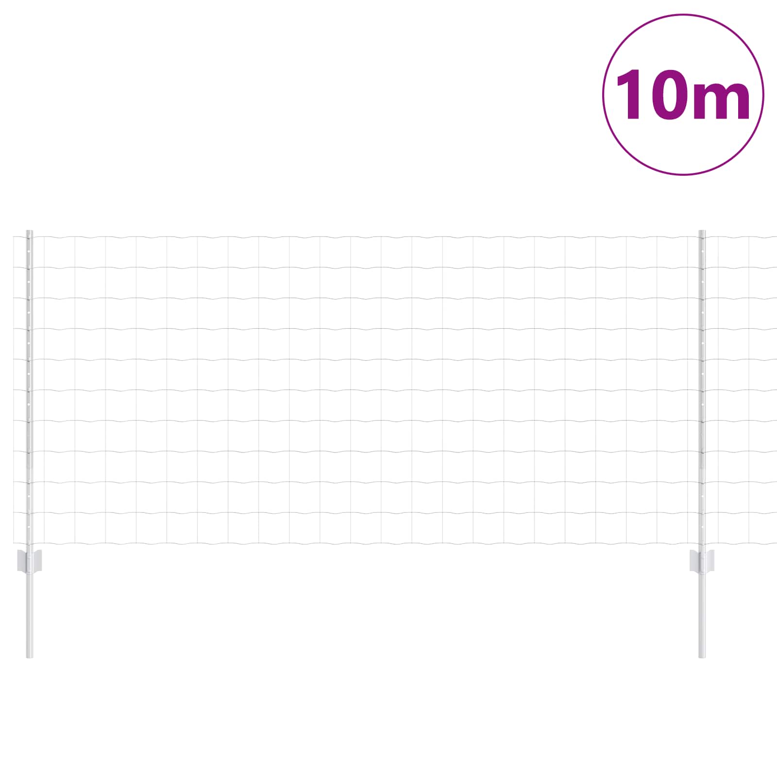 vidaXL Euro Fence with Post 10 x 1 m Galvanised Steel Silver Mesh 3