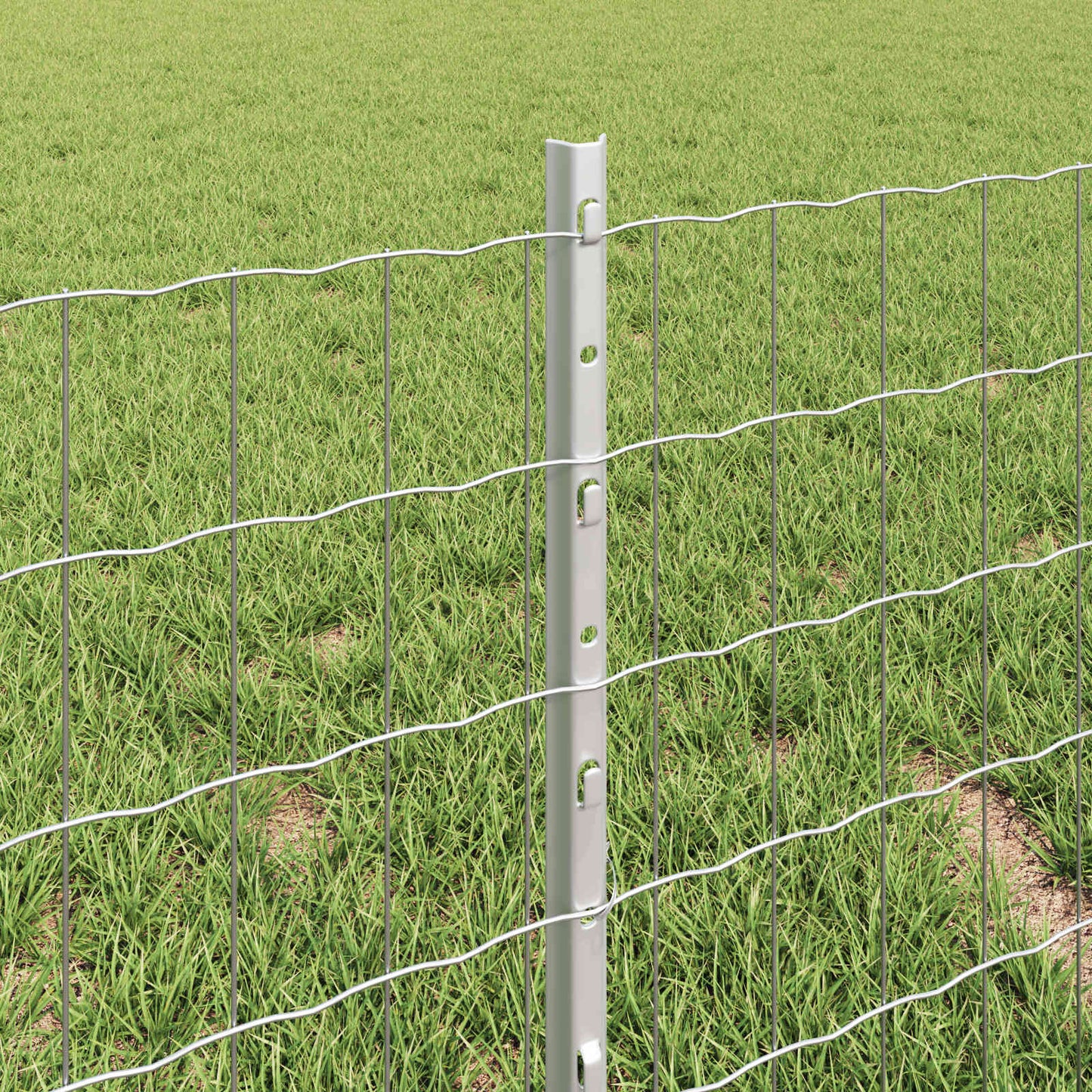 vidaXL Euro Fence with Post 25 x 0.4 m Galvanised Steel Silver Mesh 4