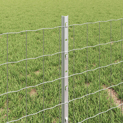 vidaXL Euro Fence with Post 25 x 0.4 m Galvanised Steel Silver Mesh 4