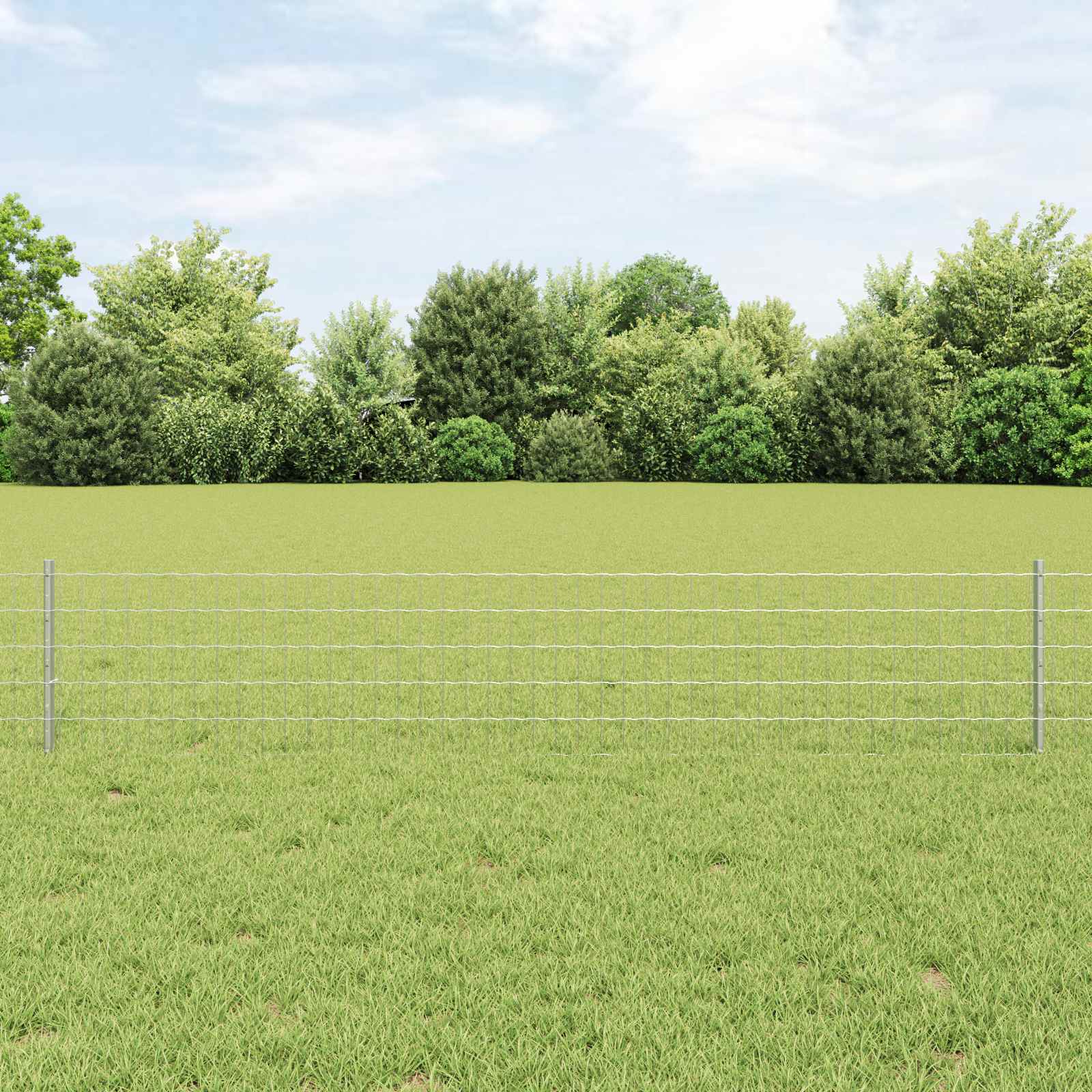 vidaXL Euro Fence with Post 25 x 0.4 m Galvanised Steel Silver Mesh 1