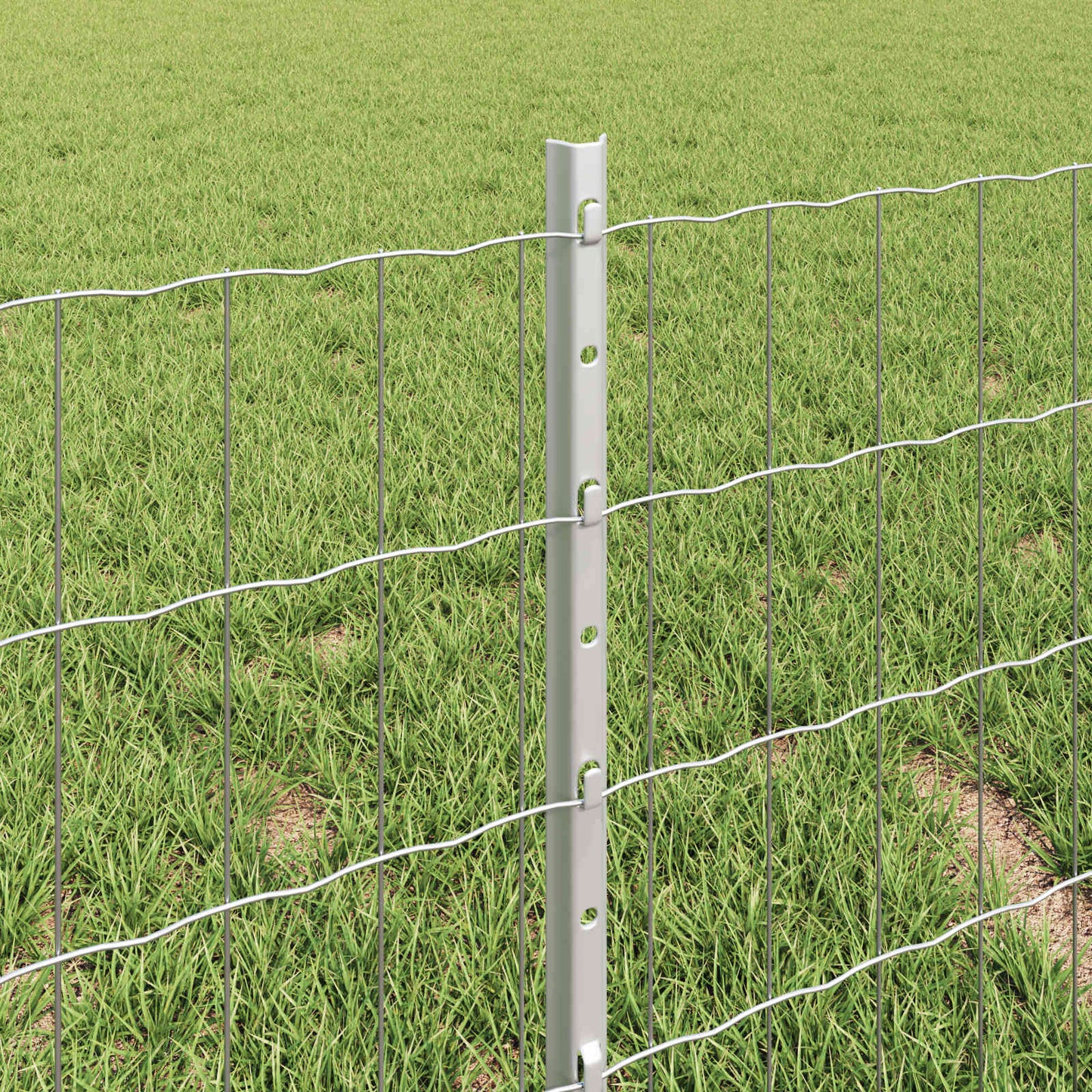 vidaXL Euro Fence with Post 25 x 0.4 m Galvanised Steel Silver Mesh 4