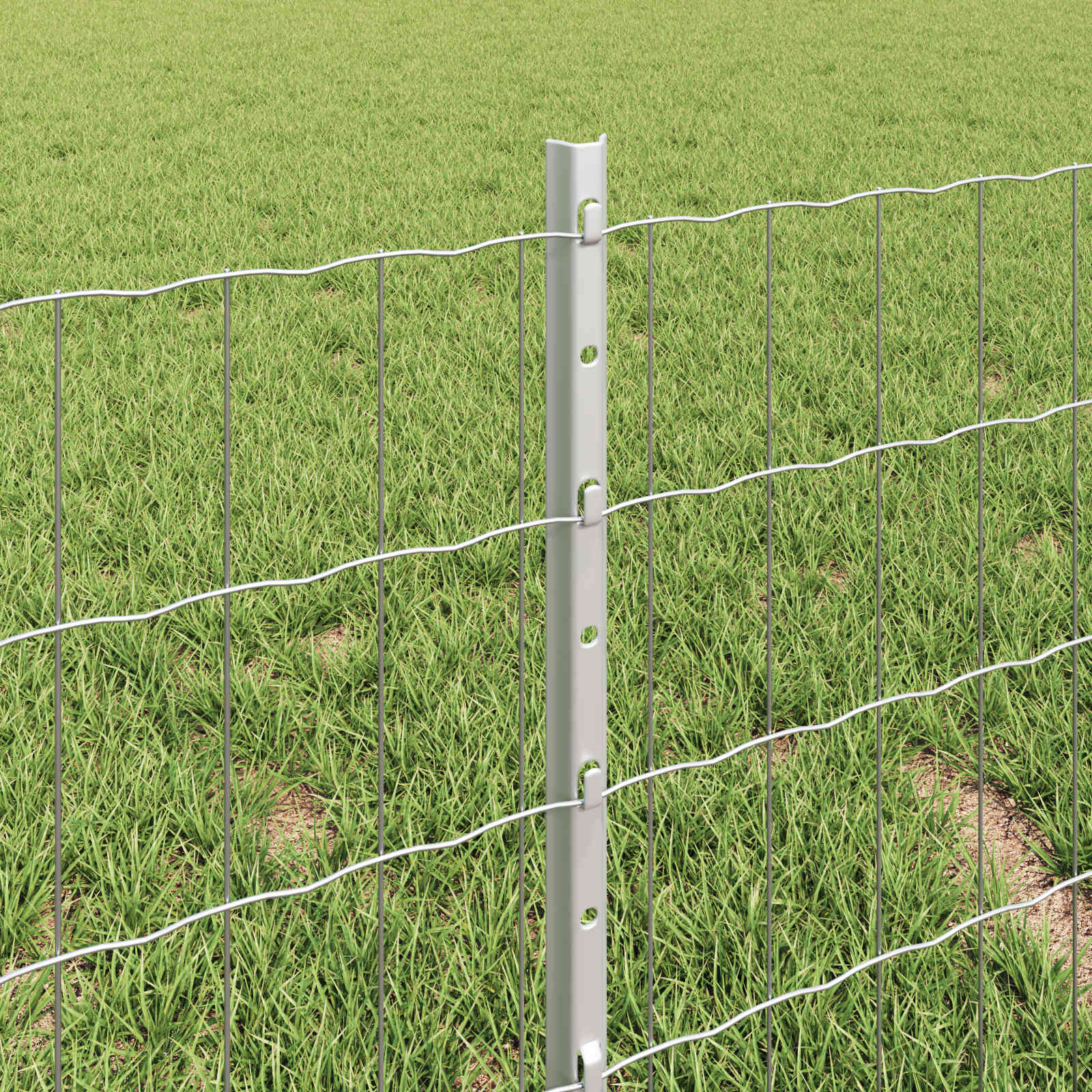 vidaXL Euro Fence with Post 25 x 0.4 m Galvanised Steel Silver Mesh 4