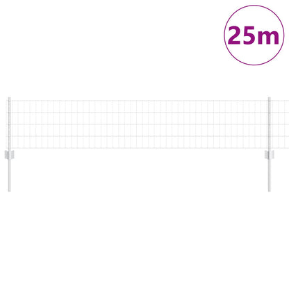 vidaXL Euro Fence with Post 25 x 0.4 m Galvanised Steel Silver Mesh 3