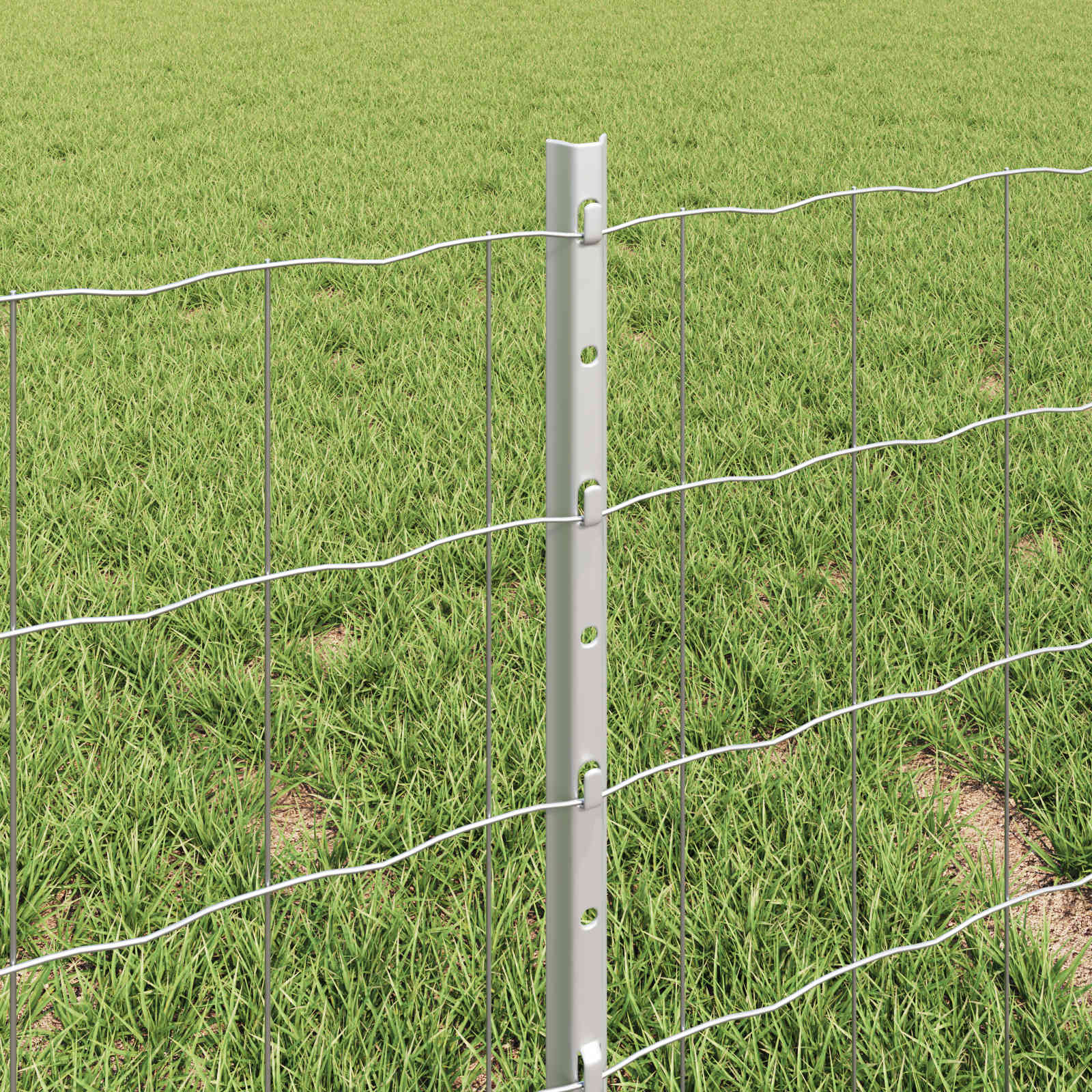 vidaXL Euro Fence with Post 25 x 0.4 m Galvanised Steel Silver Mesh 4