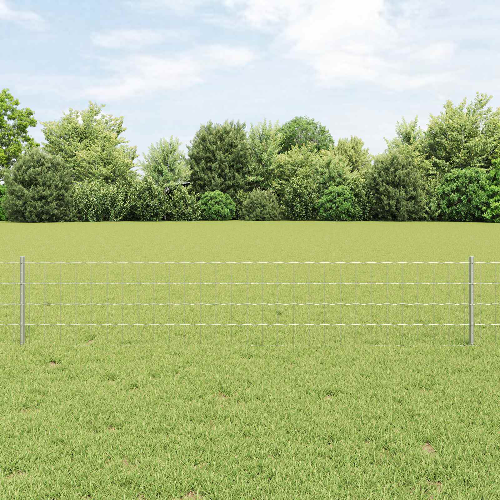 vidaXL Euro Fence with Post 25 x 0.4 m Galvanised Steel Silver Mesh 1