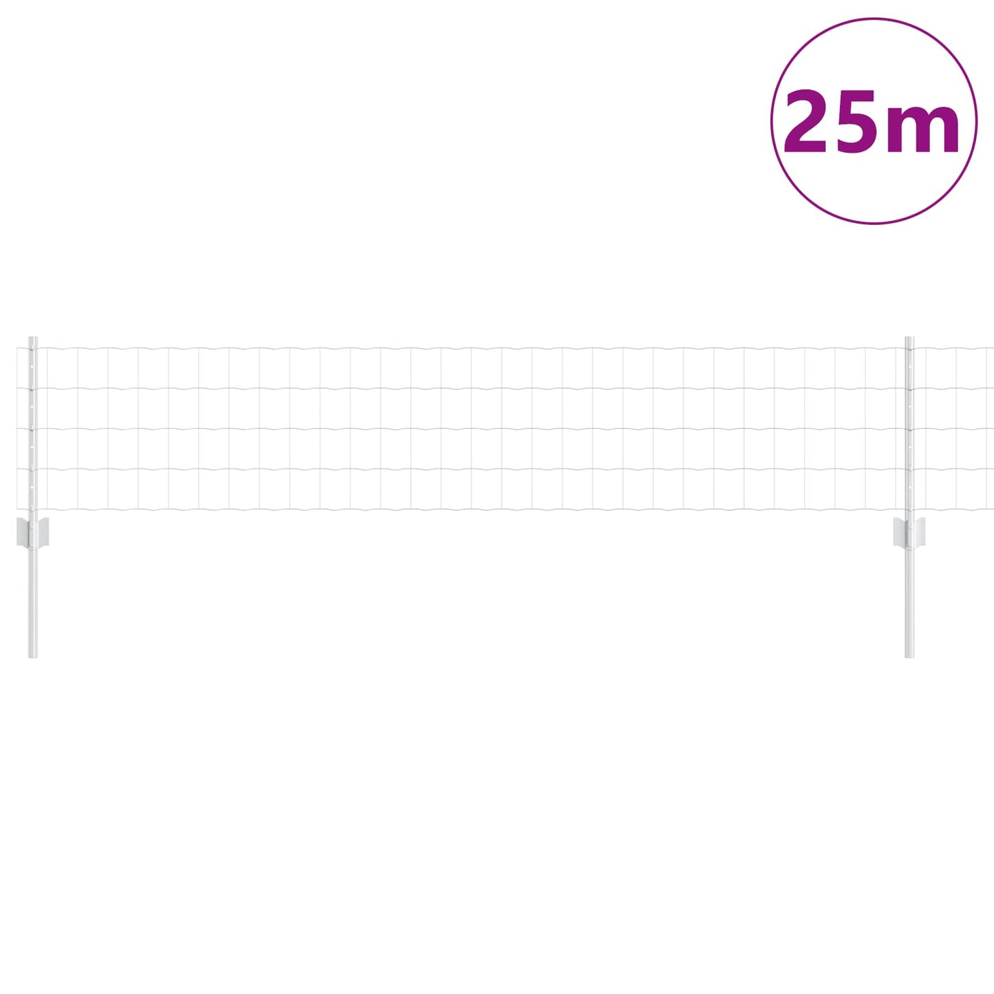 vidaXL Euro Fence with Post 25 x 0.4 m Galvanised Steel Silver Mesh 3