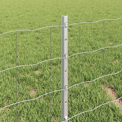 vidaXL Euro Fence with Post 25 x 0.4 m Galvanised Steel Silver Mesh 4