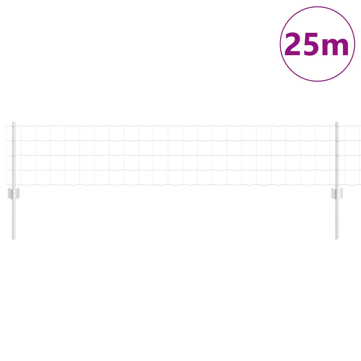 vidaXL Euro Fence with Post 25 x 0.4 m Galvanised Steel Silver Mesh 3