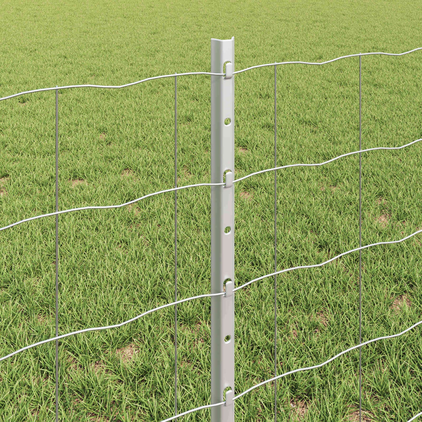 vidaXL Euro Fence with Post 25 x 0.6 m Galvanised Steel Silver Mesh 4