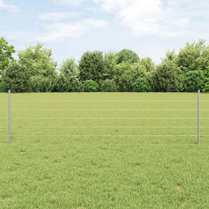 vidaXL Euro Fence with Post 25 x 0.6 m Galvanised Steel Silver Mesh 1