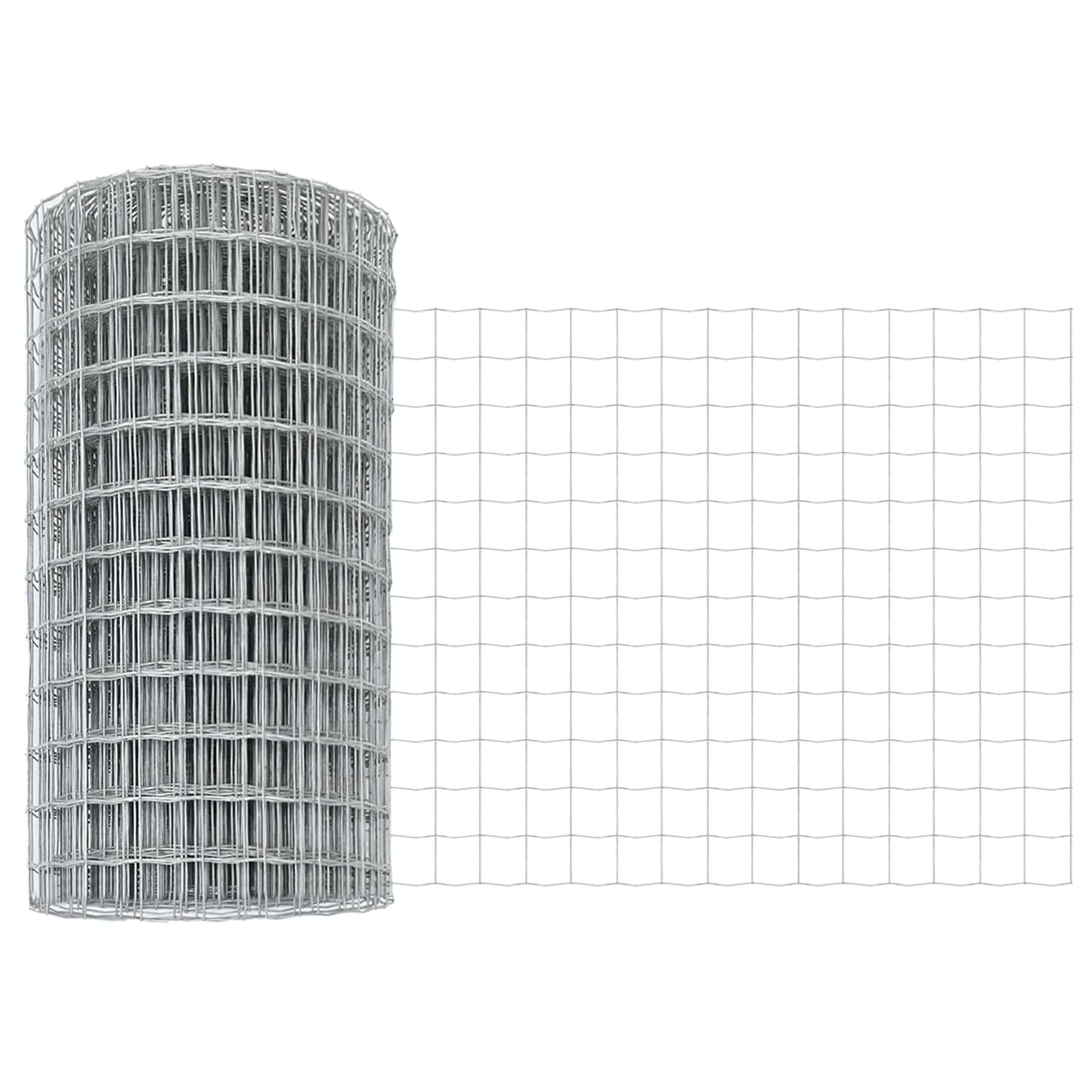 vidaXL Euro Fence with Post 25 x 0.6 m Galvanised Steel Silver Mesh 6