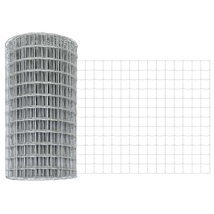vidaXL Euro Fence with Post 25 x 0.6 m Galvanised Steel Silver Mesh 6