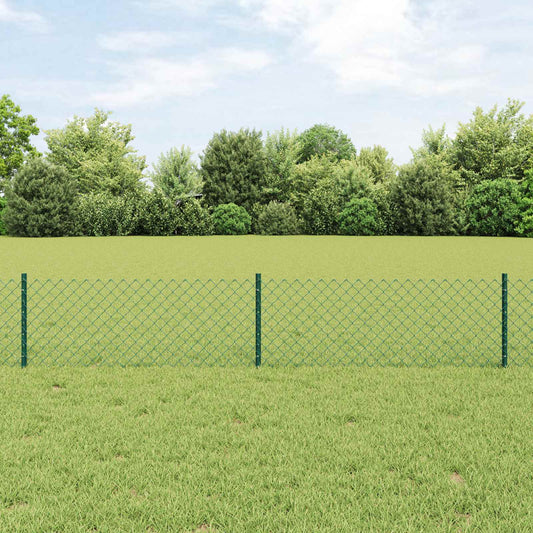 Chainlink Fence with Post 10 x 0.4 m PVC-Coated Steel Green 10 x 0.4 m fence (4 x 4 cm mesh)