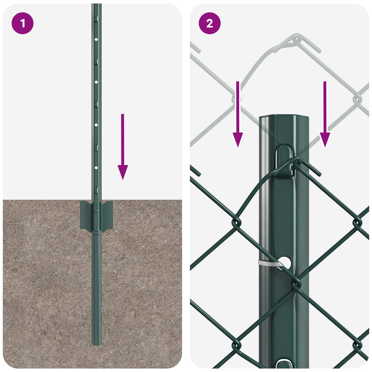Chainlink Fence with Post 10 x 0.4 m PVC-Coated Steel Green 10 x 0.4 m fence (4 x 4 cm mesh)