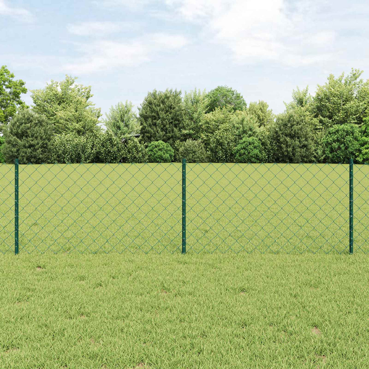 Chainlink Fence with Post 10 x 0.4 m PVC-Coated Steel Green 10 x 0.6 m fence (6 x 6 cm mesh)