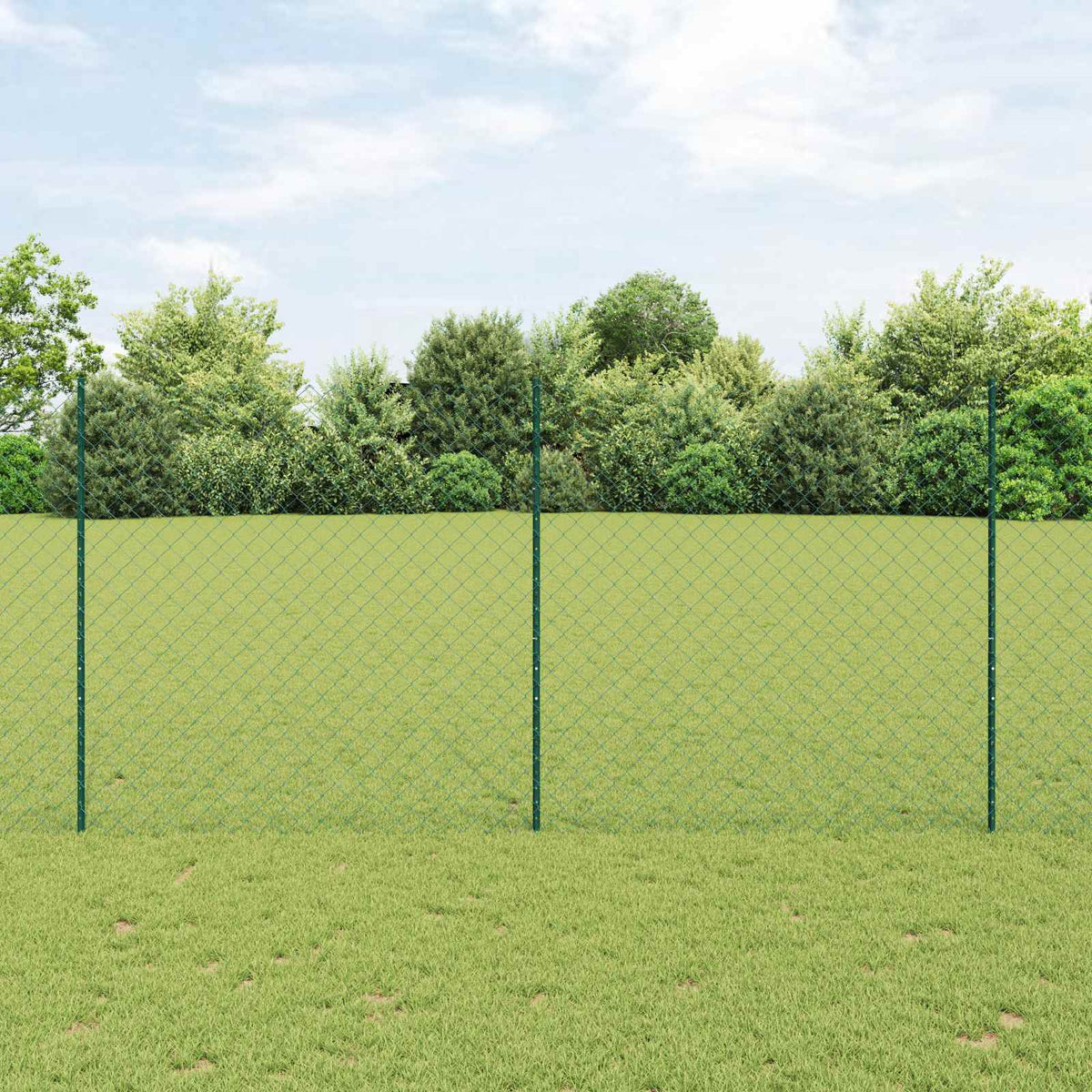 Chainlink Fence with Post 10 x 0.4 m PVC-Coated Steel Green 10 x 1.6 m fence (6 x 6 cm mesh)