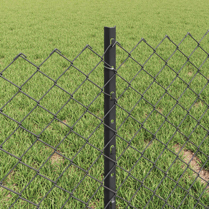 vidaXL Chainlink Fence with Post 10 x 0.4 m PVC-Coated Steel Grey Mesh 4