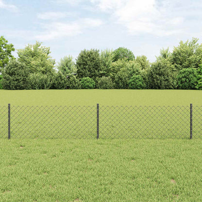 vidaXL Chainlink Fence with Post 10 x 0.4 m PVC-Coated Steel Grey Mesh 1