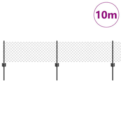 vidaXL Chainlink Fence with Post 10 x 0.4 m PVC-Coated Steel Grey Mesh 3