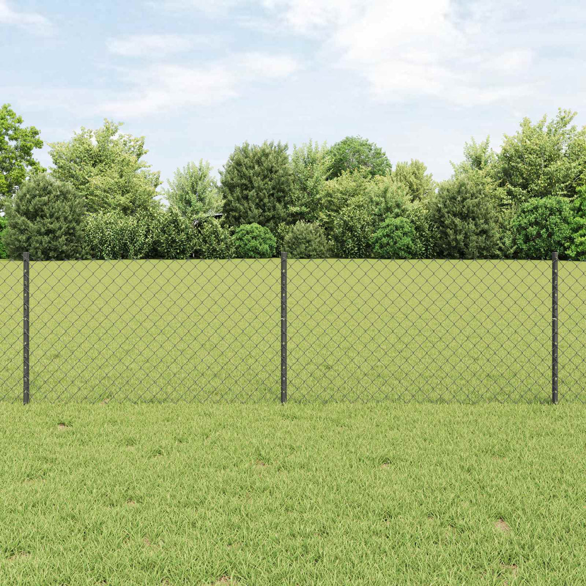 vidaXL Chainlink Fence with Post 10 x 1 m PVC-Coated Steel Mesh Grey