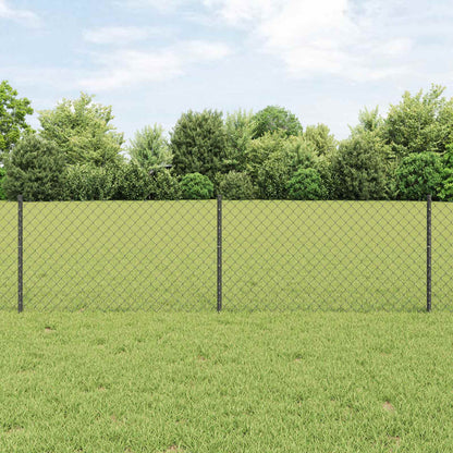 vidaXL Chainlink Fence with Post 10 x 1 m PVC-Coated Steel Mesh Grey