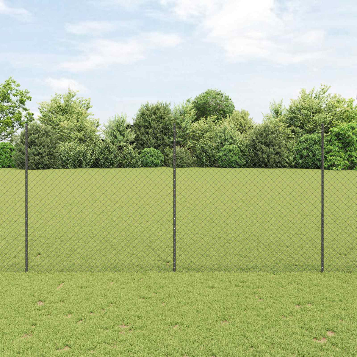 vidaXL Chainlink Fence with Post 10 x 1 m PVC-Coated Steel Mesh Grey