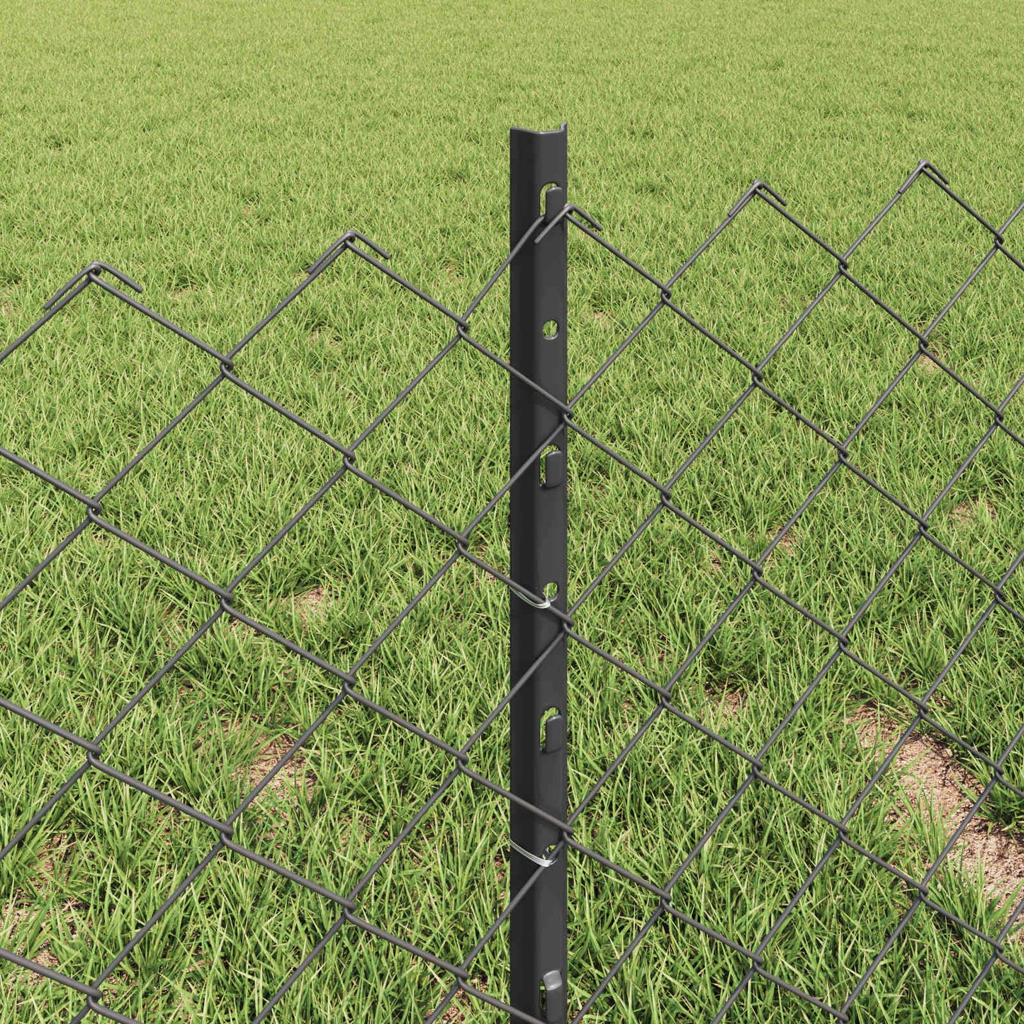 vidaXL Chainlink Fence with Post 10 x 0.4 m PVC-Coated Steel Grey Mesh 4