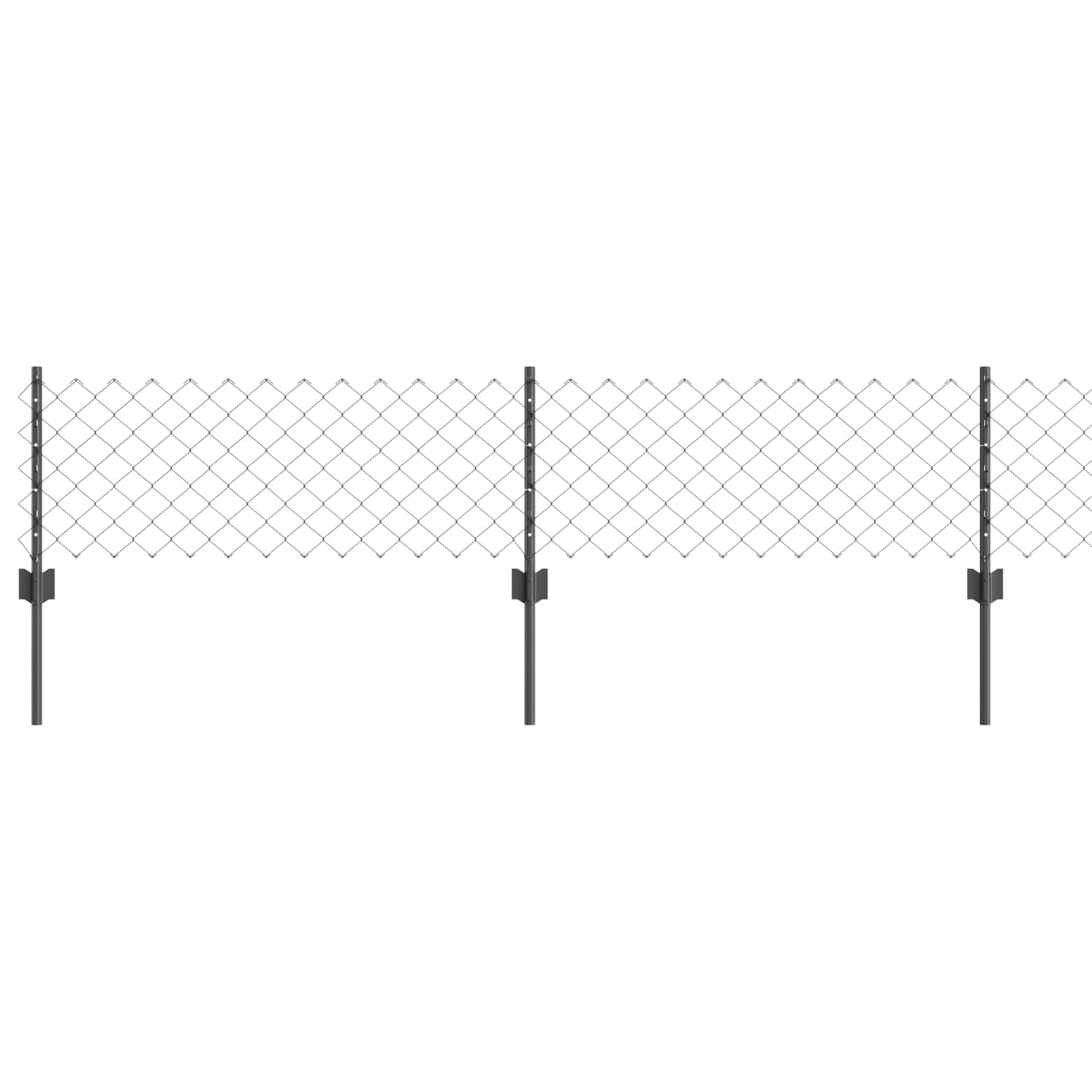 vidaXL Chainlink Fence with Post 10 x 0.4 m PVC-Coated Steel Grey Mesh 2