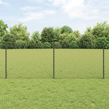 vidaXL Chainlink Fence with Post 10 x 1 m PVC-Coated Steel Mesh Grey