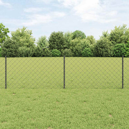 vidaXL Chainlink Fence with Post 10 x 1 m PVC-Coated Steel Mesh Grey