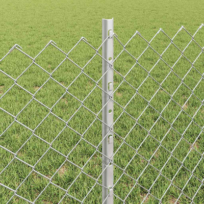 vidaXL Chainlink Fence with Post 10 x 0.6 m Galvanised Steel Silver 4